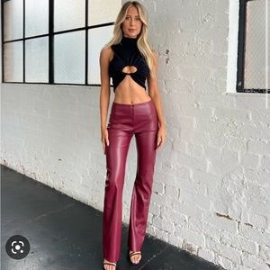 TIGER MIST LOW RISE LEATHER RED PANTS